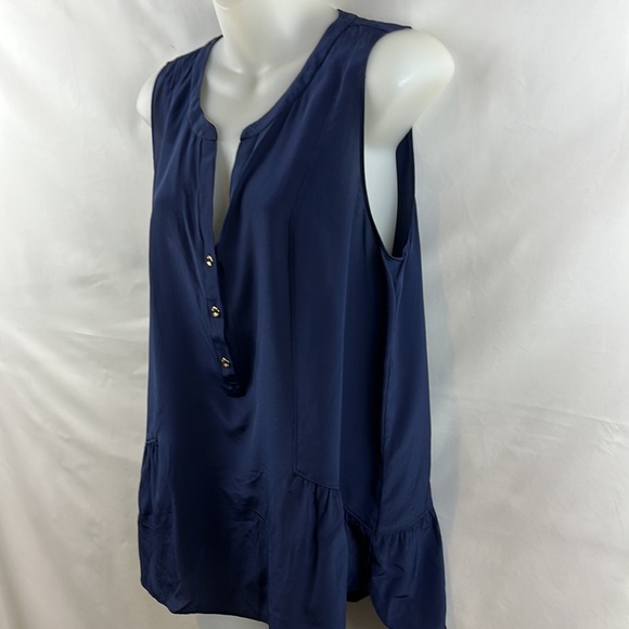 Lilly Pulitzer Kery 100% Silk Blue Tank Top Blouse Size M - Picture 8 of 11